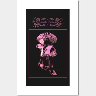 Pink Magic Mushroom Amanita Muscaria Posters and Art